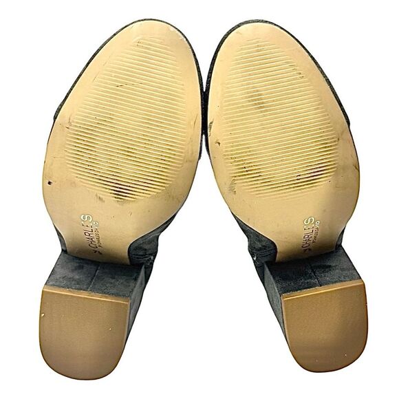 Charles By Charles David Quincey Gray Textile Ankle Boots Heels Size 7.5 M Used - Picture 4 of 9
